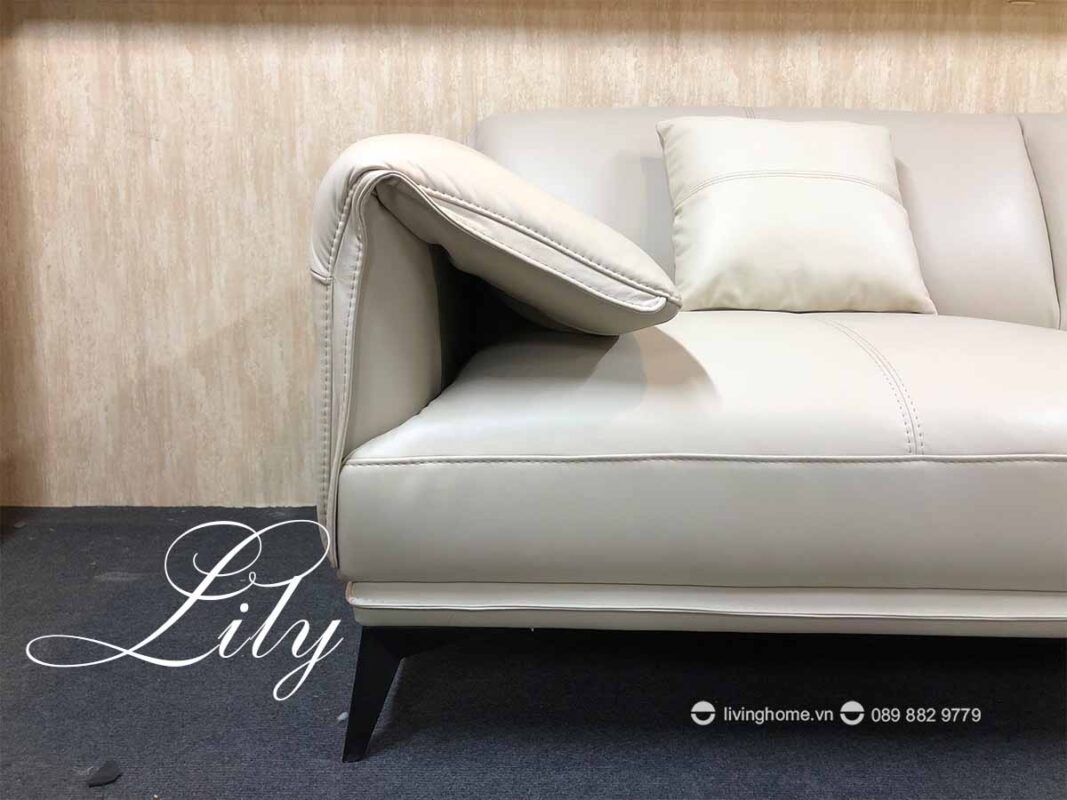 Bộ Sofa băng Lily da bò thật gia công hoàn hảo 12 Bộ Sofa băng Lily da bò thật màu kem