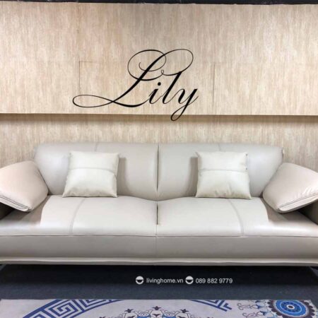 Bộ Sofa băng Lily da bò thật màu kem