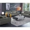 Bộ sofa băng Anita giả da màu ghi nhạt