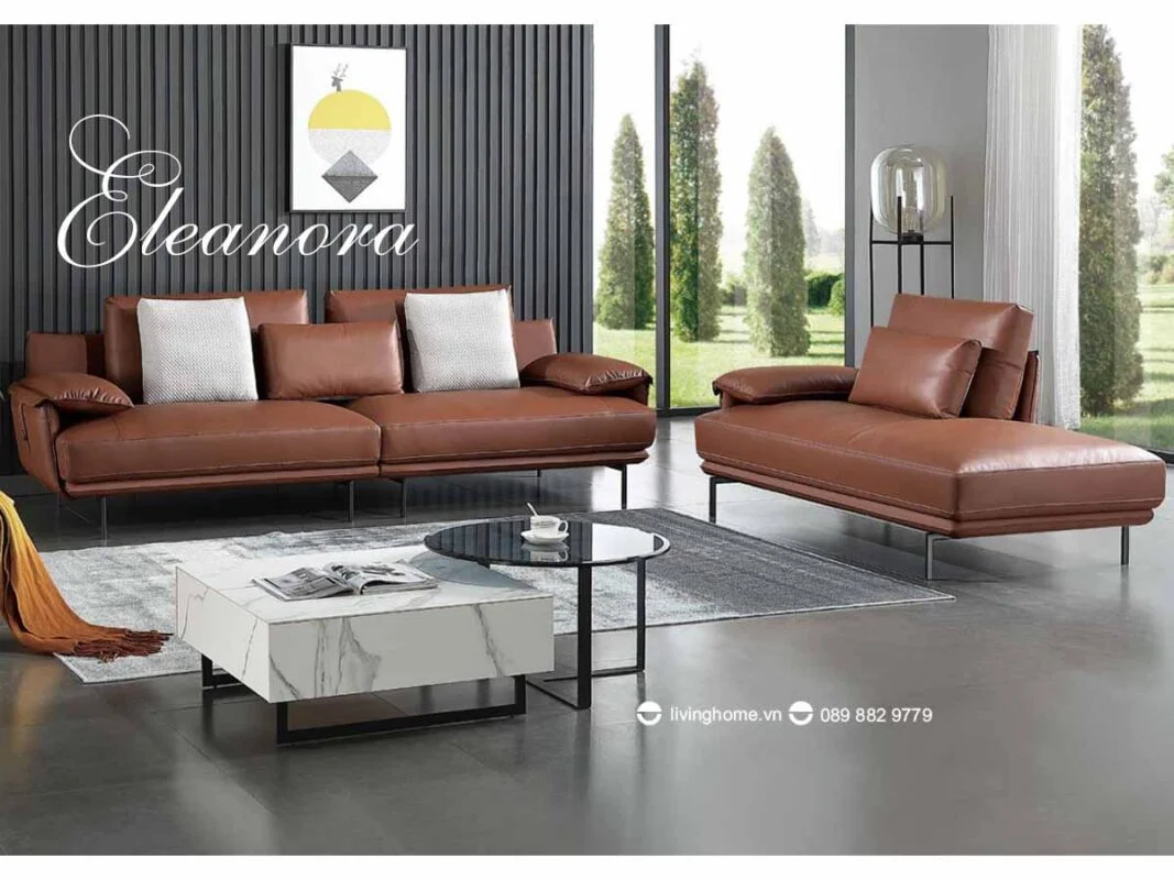 Bộ Sofa băng Eleanora da thật nhập khẩu thiết kế tinh tế 12 Bộ Sofa băng Eleanora da thật nhập khẩu