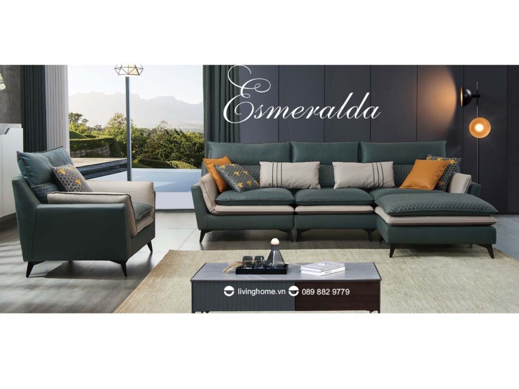 Sofa góc Esmeralda da công nghệ