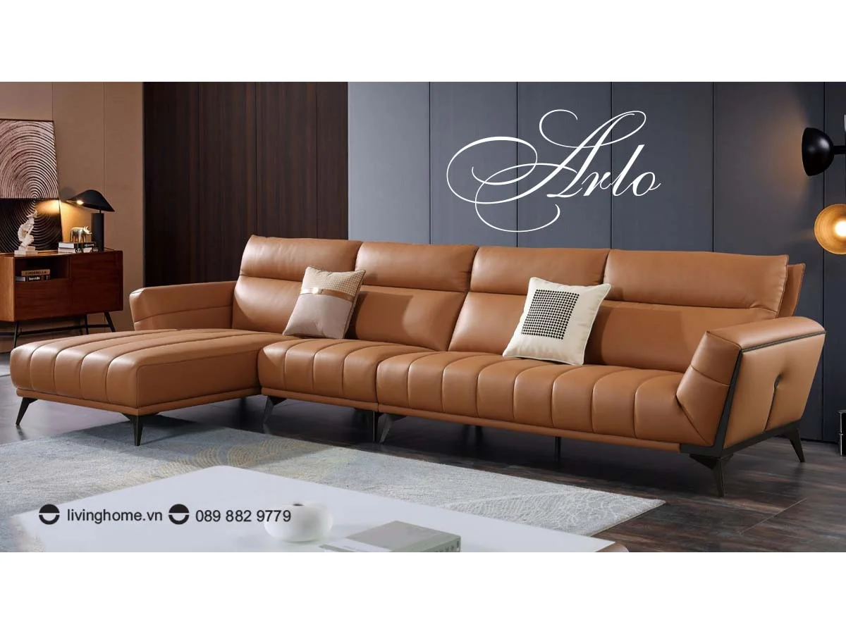 Sofa góc Arlo da bò thật sang trọng