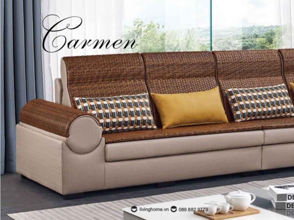 Sofa Góc Carmen Da Công Nghệ Phối Màu Be Nâu