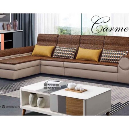 Sofa góc Carmen da công nghệ phối màu be nâu
