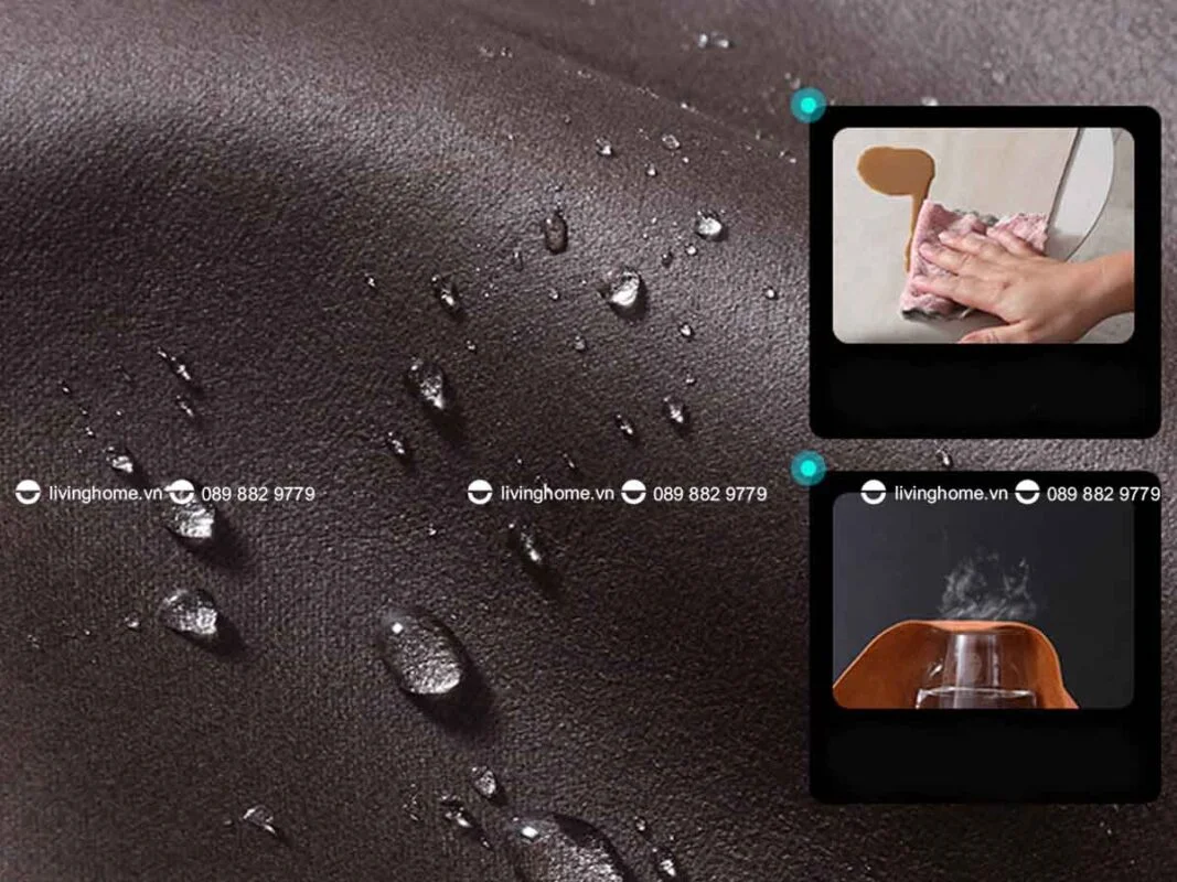 Sofa góc Marina da bò thật màu nâu đậm