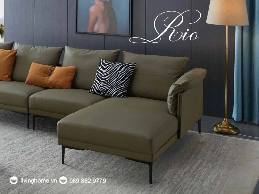 Sofa góc da bò thật cao cấp - Rio 11 Sofa góc Rio da bò thật
