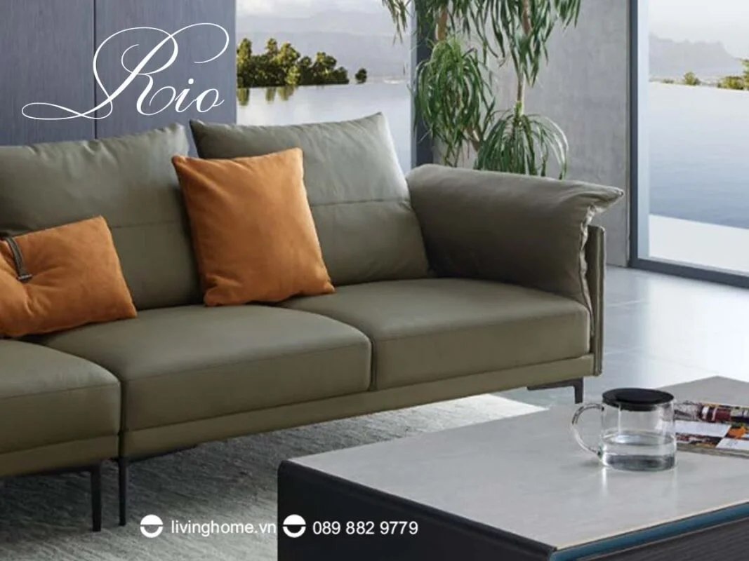 Sofa góc da bò thật cao cấp - Rio 12 Sofa góc Rio da bò thật