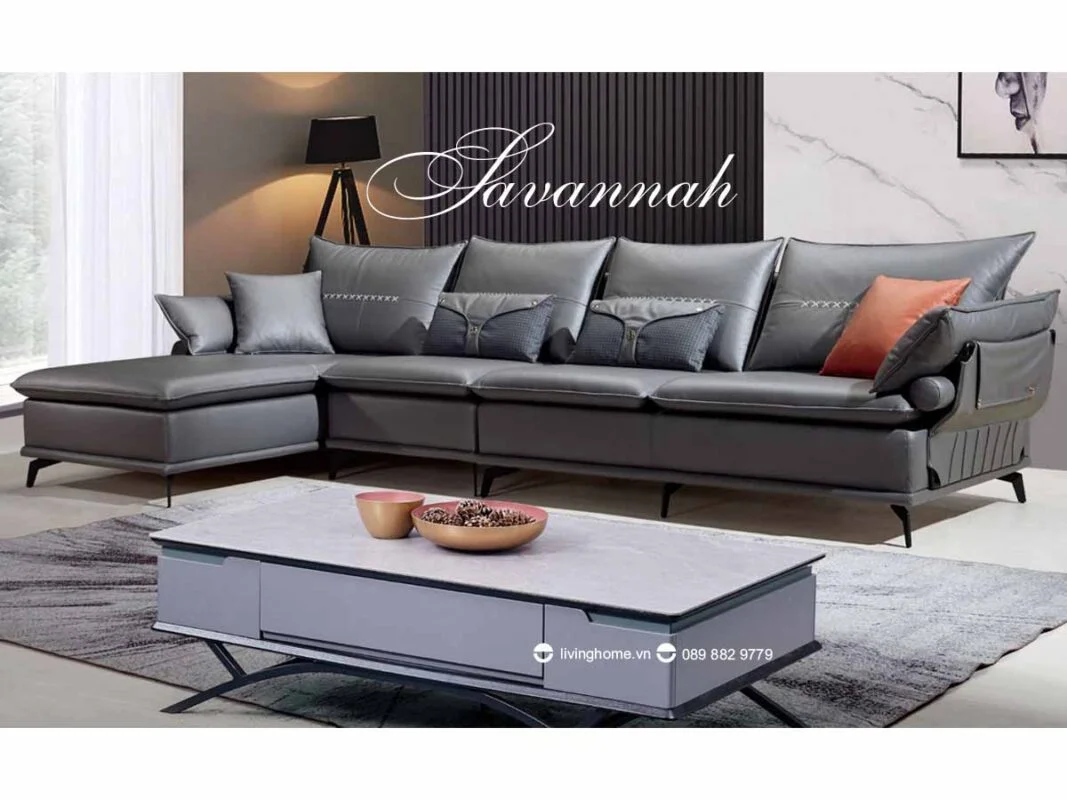 Sofa góc Savannah da công nghệ kiểu dáng hiện đại 12 Sofa góc Savannah da công nghệ