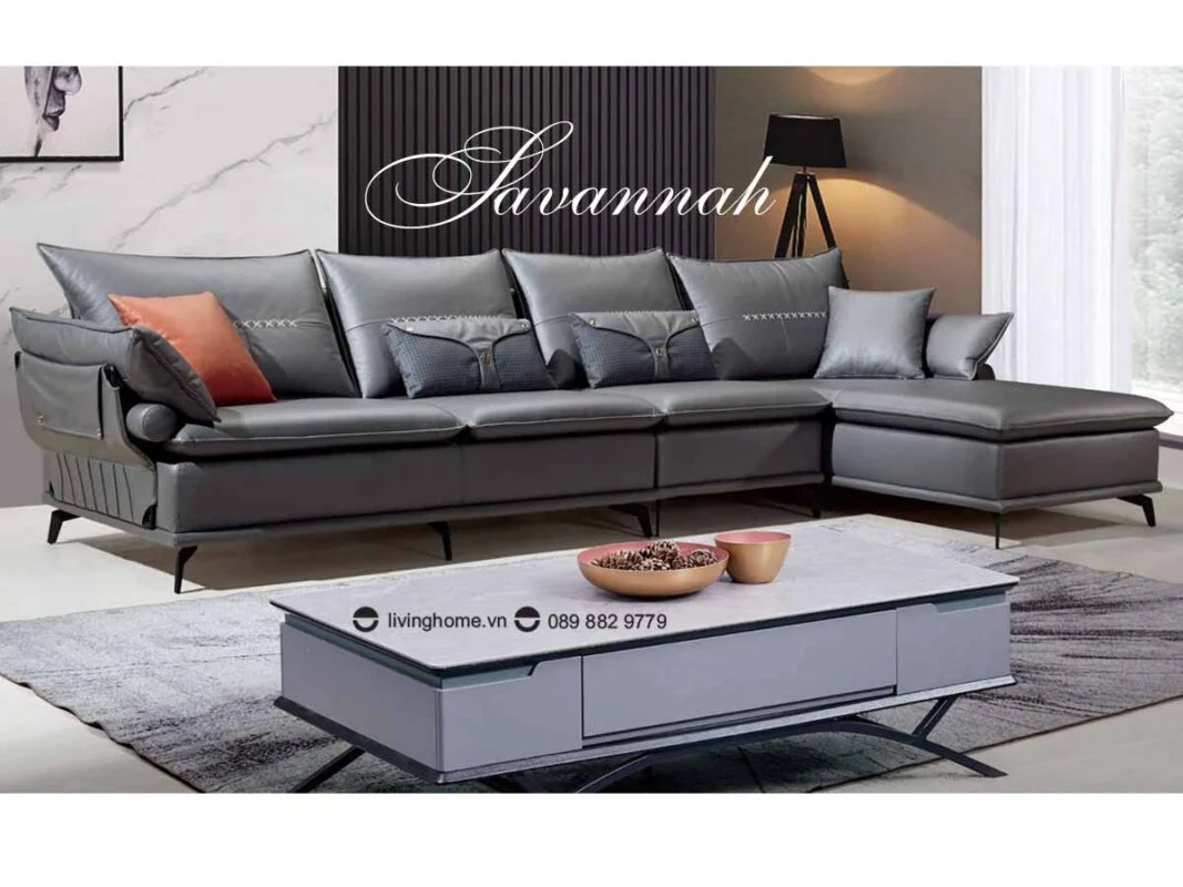 Sofa góc Savannah da công nghệ kiểu dáng hiện đại 10 Sofa góc Savannah da công nghệ