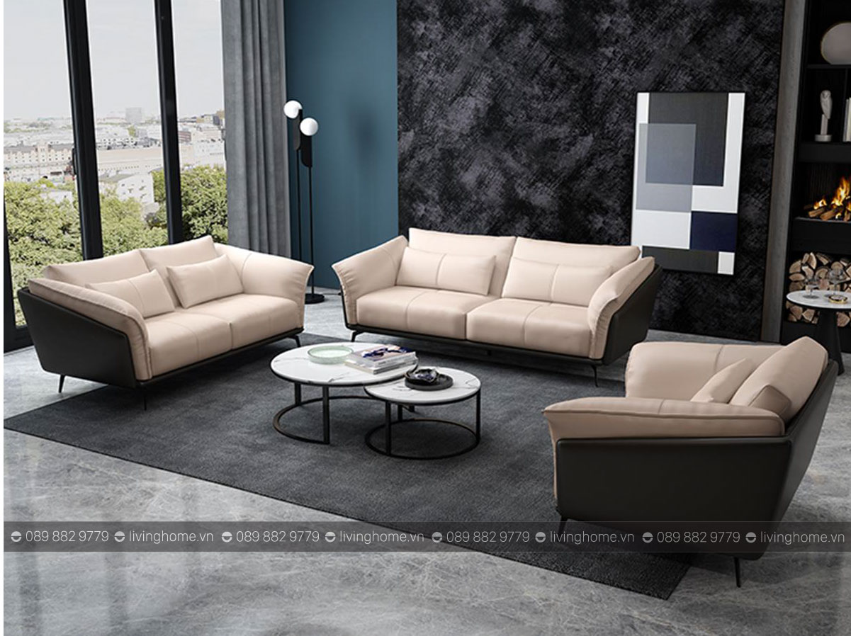Sofa da bò Lanister - Băng 3 chỗ 2m2 3 Bộ 3 Sofa da bò nhập khẩu Lanister LVH-9024 NEW