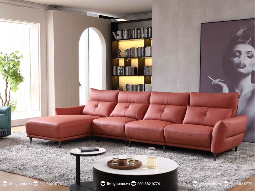 Sofa da nhập khẩu cao cấp Alfreda cao cấp 8 Sở hữu thiết kế hiện đại và màu sắc bắt mắt cùng chất liệu cao cấp