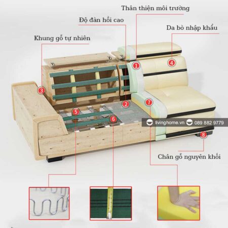 Sofa góc L Mia da nhập khẩu tiện lợi 12 Sofa góc L Mia
