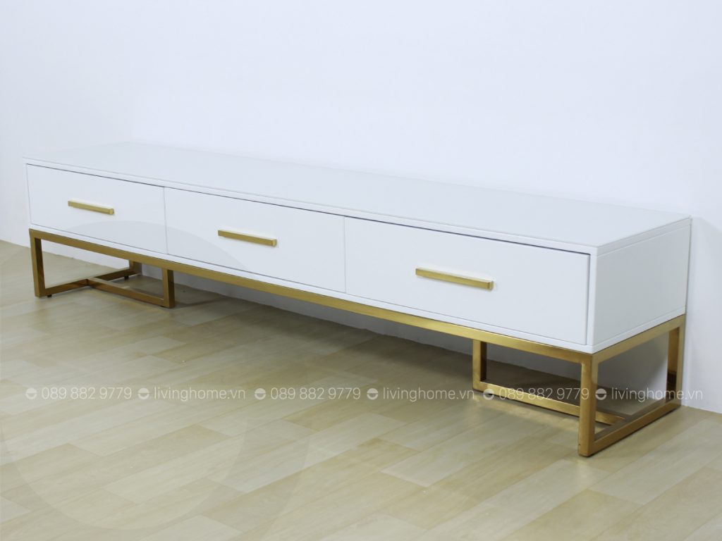 Kệ tivi mặt kính khung inox mạ vàng LVH-617 cao cấp tinh tế 13 Kệ tivi mặt kính khung inox mạ vàng LVH-617