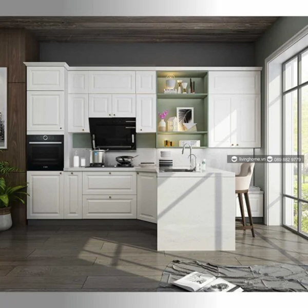 Tủ bếp chữ L châu âu Aurora NEW
