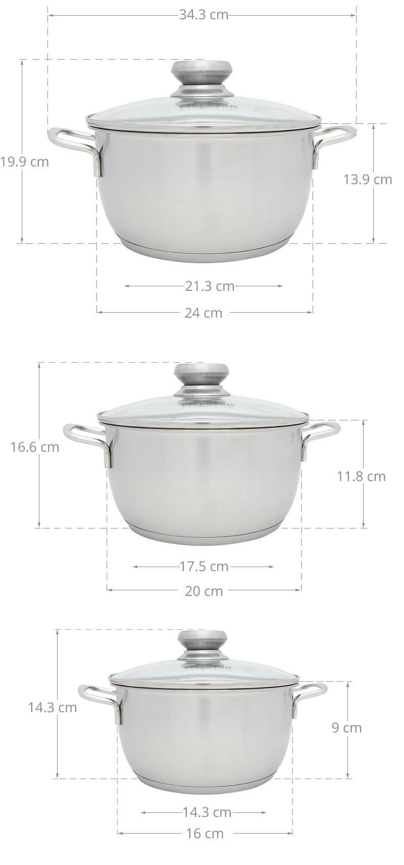 Bộ Nồi Inox 3 Món FiveStar FS06CG