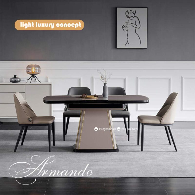 Bàn Ăn Thông Minh Mở Rộng Mặt Kính - Armando 8 Bàn Ăn Thông Minh Mặt Kính - Armando