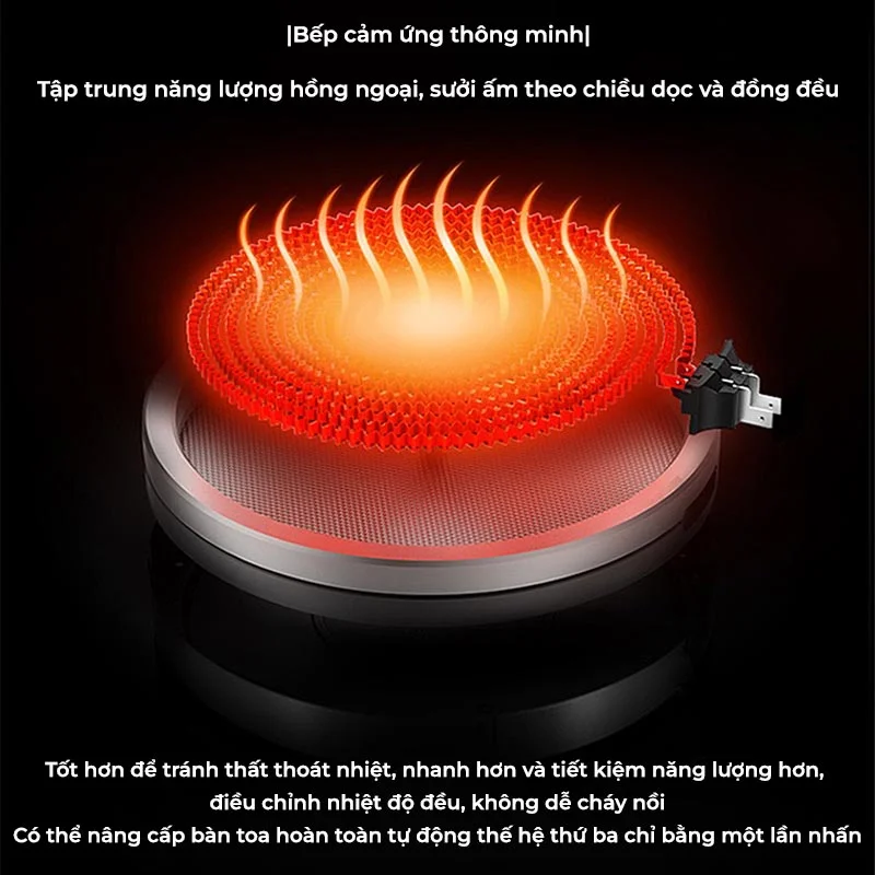Bàn Ăn Tròn Xoay Thông Minh Bếp Từ Mặt Đá - CAMARO 15 Bàn Ăn Mặt Đá Mở Rộng Thông Minh Có Mâm Xoay Kết Hợp Bếp Từ Hiện Đại - CAMARO