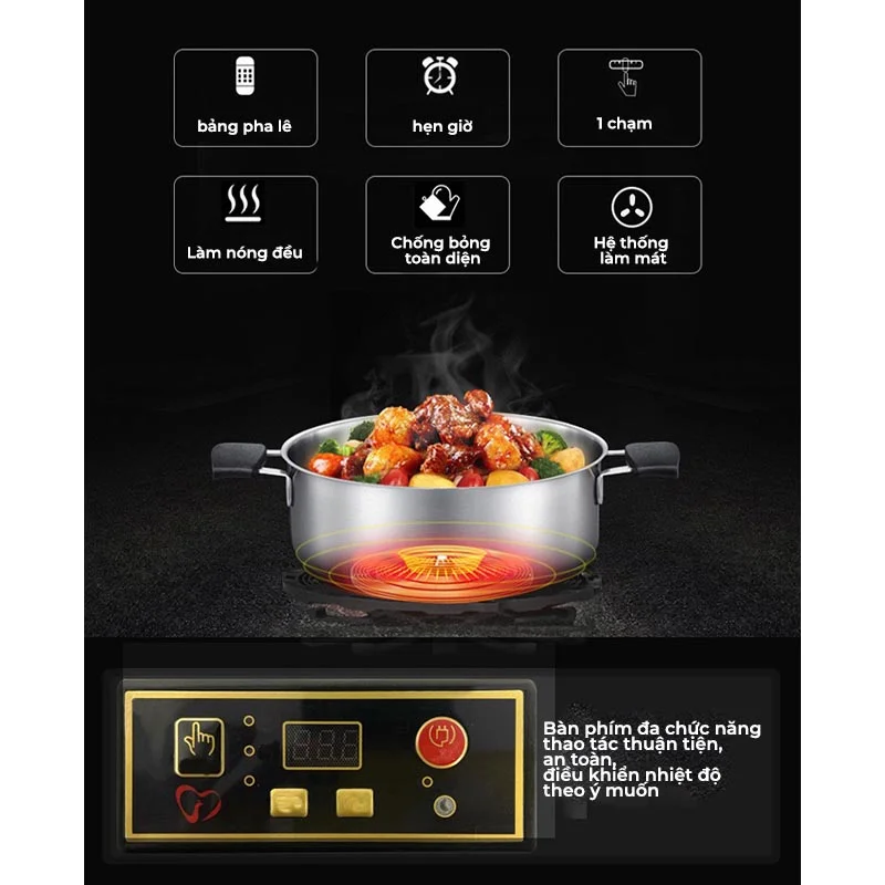 Bàn Ăn Tròn Xoay Thông Minh Bếp Từ Mặt Đá - CAMARO 16 Bàn Ăn Mặt Đá Mở Rộng Thông Minh Có Mâm Xoay Kết Hợp Bếp Từ Hiện Đại CAMARO