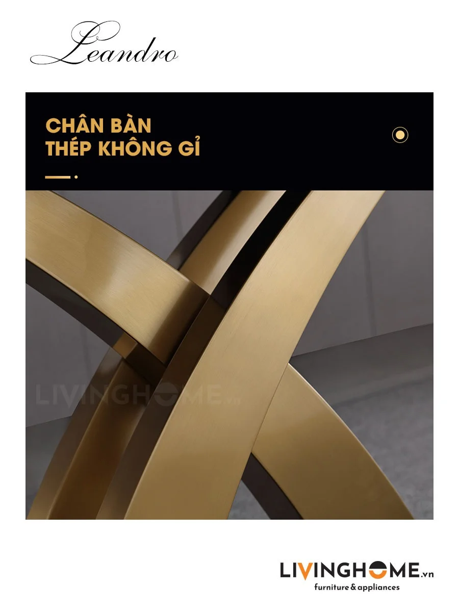 Bộ Bàn Ăn Cao Cấp Mặt Đá Sang Trọng Nhập Khẩu - LEANDRO 16 Bàn ăn mặt đá phiến Leandro phủ creamic cao cấp