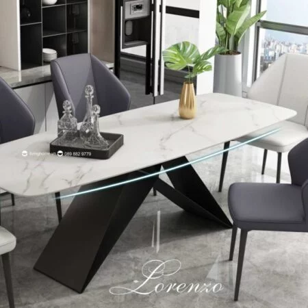 Bàn Ăn Mặt Đá Cao Cấp Hiện Đại Nhập Khẩu - LORENZO 11 Bàn Ăn Mặt Đá Phiến Phủ Ceramic Hiện Đại Nhập Khẩu - Lorenzo