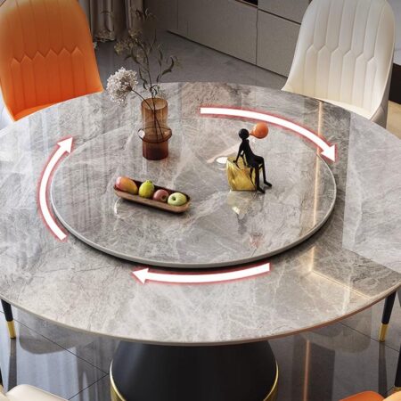 Bàn Ăn Tròn Xoay Thông Minh Mặt Đá - LUCIANO 11 Bàn Ăn Tròn Xoay Mặt Đá Marble Sang Trọng - Luciano