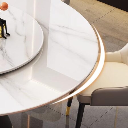 Bàn Ăn Tròn Xoay Thông Minh Mặt Đá - LUCIANO 15 Bàn Ăn Tròn Xoay Mặt Đá Marble Sang Trọng - Luciano