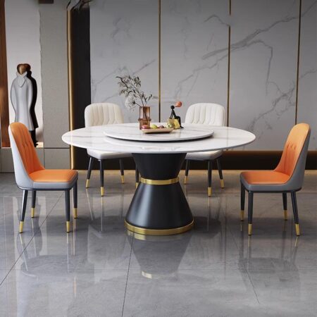 Bàn Ăn Tròn Xoay Thông Minh Mặt Đá - LUCIANO 12 Bàn Ăn Tròn Xoay Mặt Đá Marble Sang Trọng - Luciano