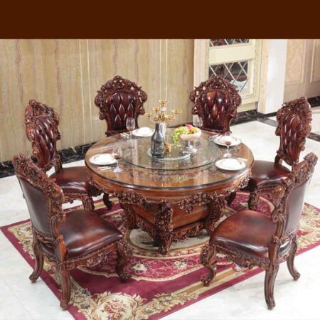 Bàn Ăn Cổ Điển Khung Gỗ Nhập Khẩu - Minale