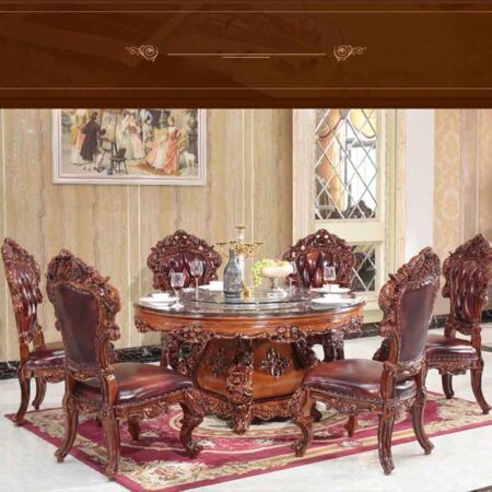 Bàn Ăn Cổ Điển Khung Gỗ Nhập Khẩu - Minale