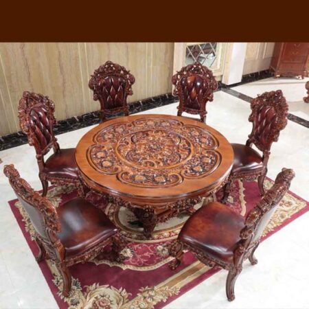 Bàn Ăn Cổ Điển Khung Gỗ Nhập Khẩu - Minale