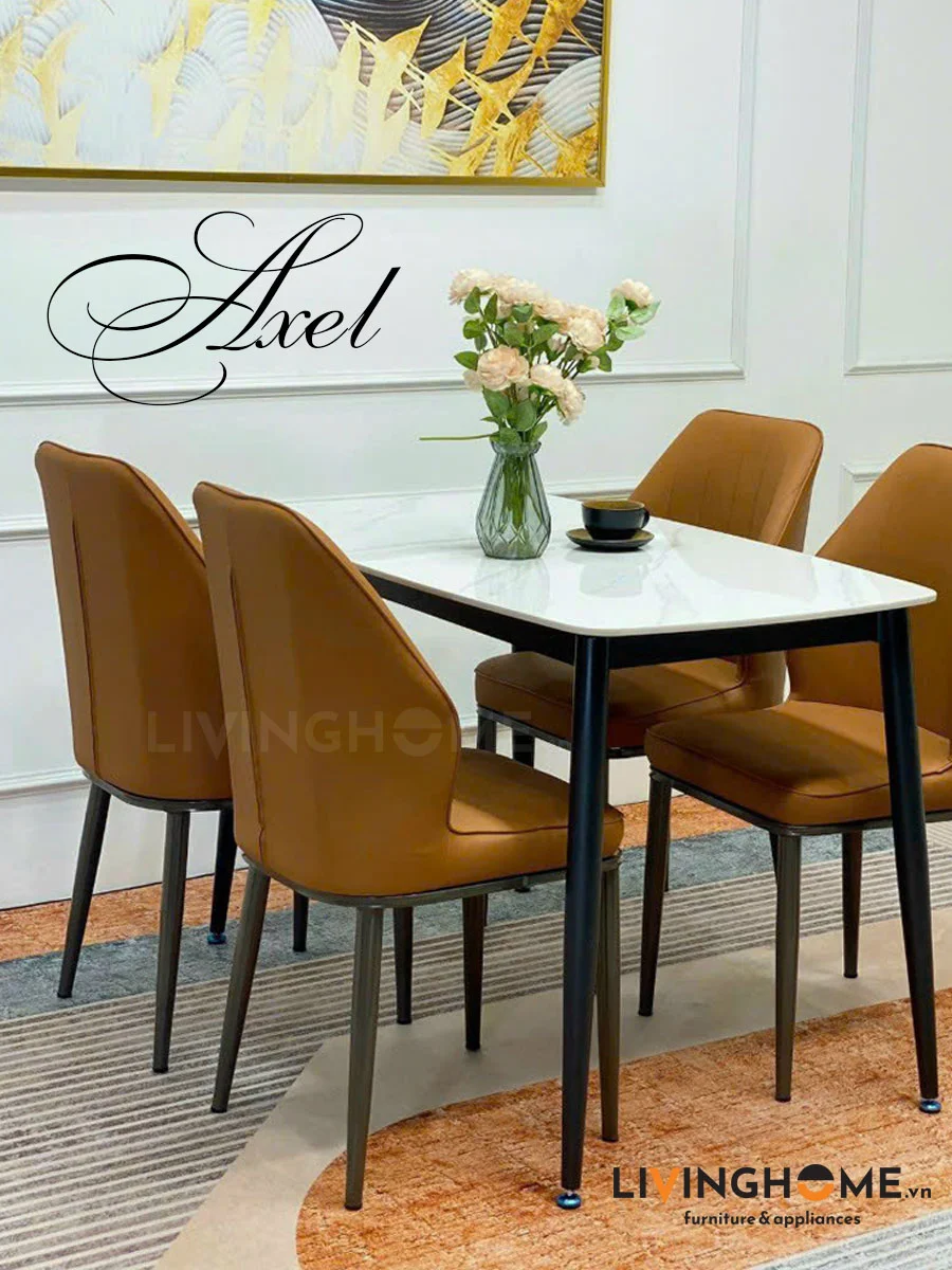 Bàn Ăn Mặt Đá Nhập Khẩu - AXEL 5 Bộ bàn ăn 4 ghế Axel