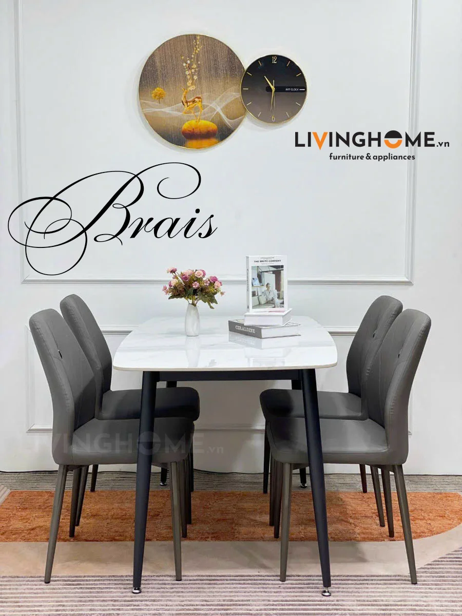 Bàn Ăn Mặt Đá Nhập Khẩu - BRAIS 5 Bộ bàn ăn 4 ghế Brais