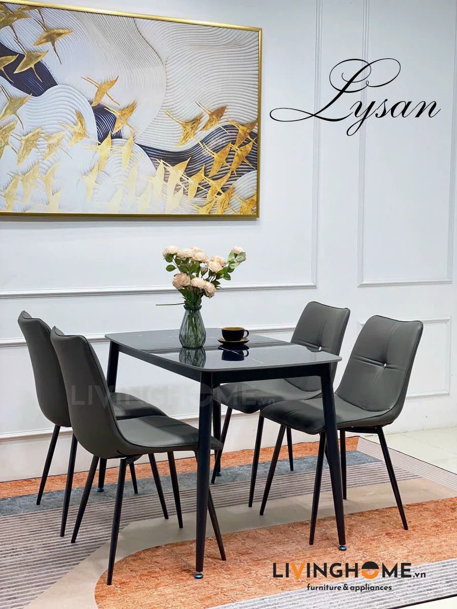 Bàn Ăn Mặt Đá Nhập Khẩu - LYSAN 4 Bộ bàn ăn 4 ghế Lysan