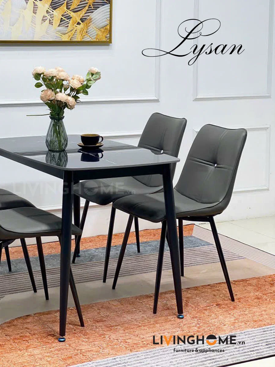 Bàn Ăn Mặt Đá Nhập Khẩu - LYSAN 6 Bộ bàn ăn 4 ghế Lysan