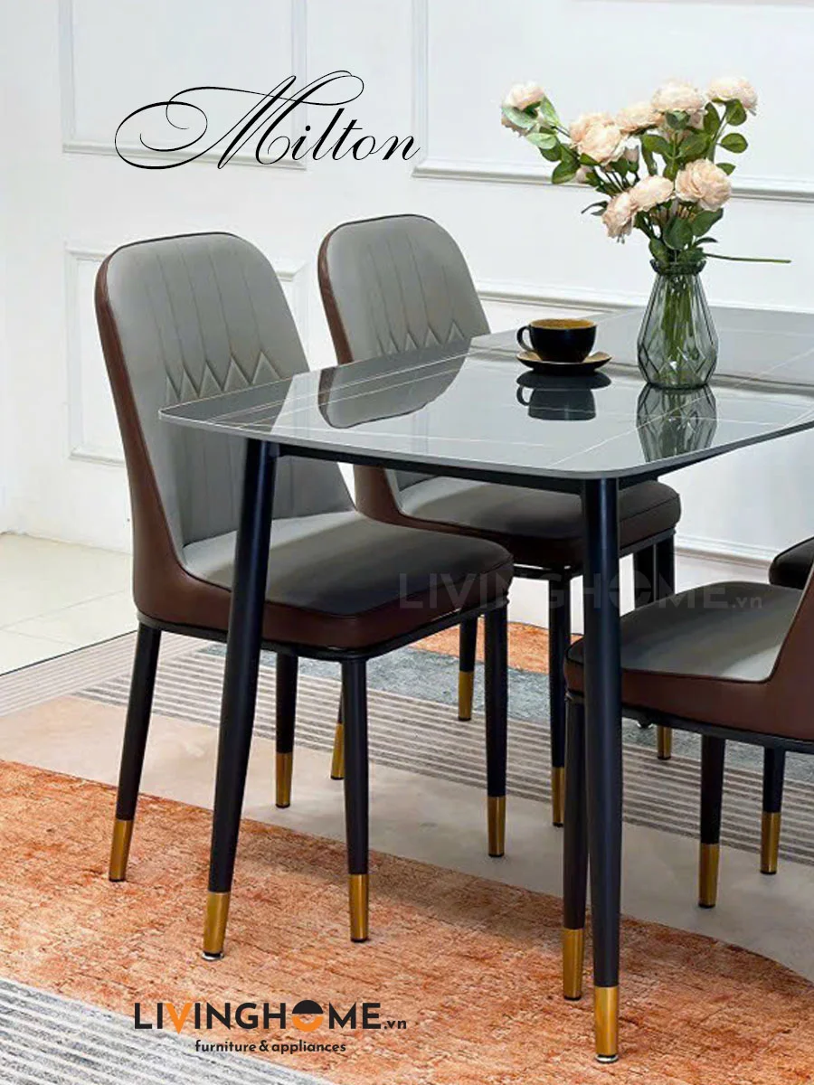 Bàn Ăn Mặt Đá Nhập Khẩu - MILTON 5 Bộ bàn ăn 4 ghế Milton