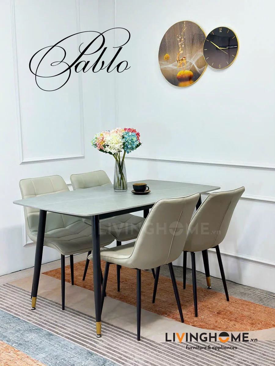 Bàn Ăn Mặt Đá Nhập Khẩu - PABLO 4 Bộ bàn ăn 4 ghế Pablo
