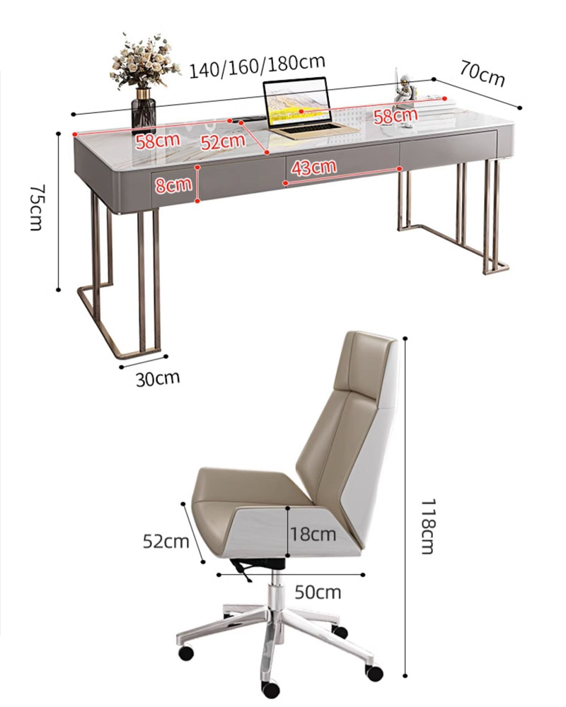 Bàn Làm Việc Giám Đốc, Mặt Đá Ceramic - Daniele