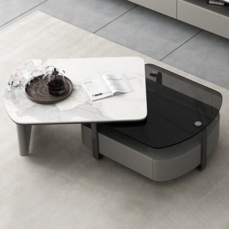 Bàn Trà Xoay 360 Mặt Đá Ceramic - LEONA 10 Bàn Trà Leona