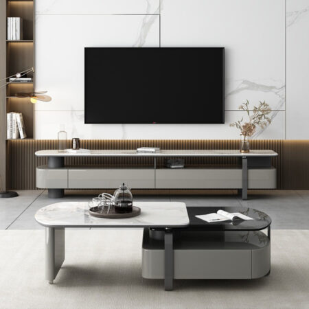 Bàn Trà Xoay 360 Mặt Đá Ceramic - LEONA 9 Bàn Trà Leona