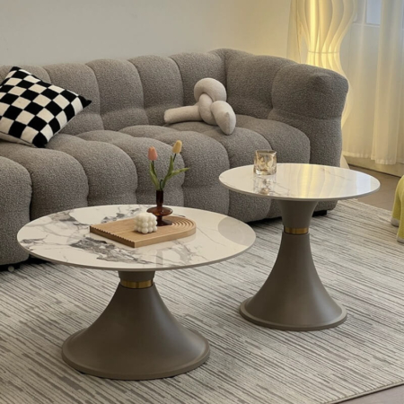 Bộ Bàn Trà Đôi Sofa Mặt Đá Tròn Xinh Sang - Massima