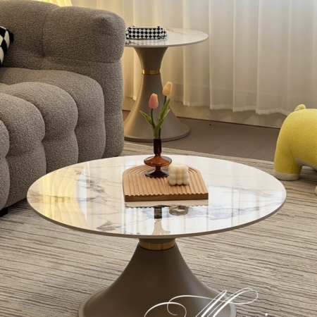 Bộ Bàn Trà Đôi Sofa Mặt Đá Tròn Xinh Sang - Massima