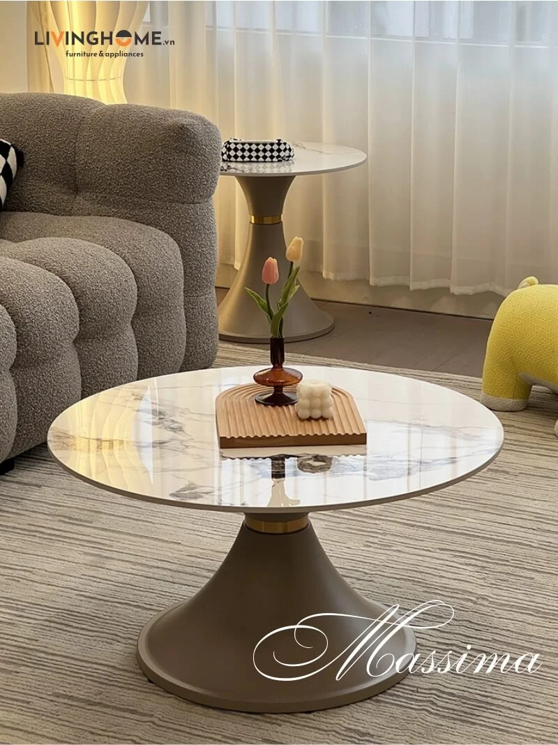 Bộ Bàn Trà Đôi Sofa Mặt Đá Tròn Xinh Sang - Massima 6 Bộ Bàn Trà Đôi Sofa Mặt Đá Tròn Xinh Sang - Massima