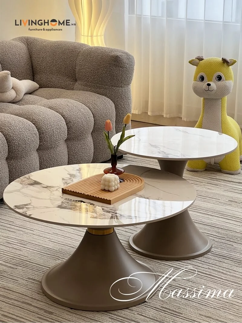 Bộ Bàn Trà Đôi Sofa Mặt Đá Tròn Xinh Sang - Massima 5 Bộ Bàn Trà Đôi Sofa Mặt Đá Tròn Xinh Sang - Massima
