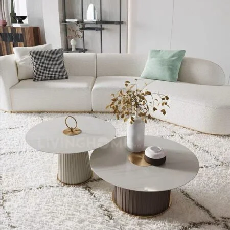Bàn trà sofa Mia 9 Bàn trà đôi mặt đá hiện đại Mia