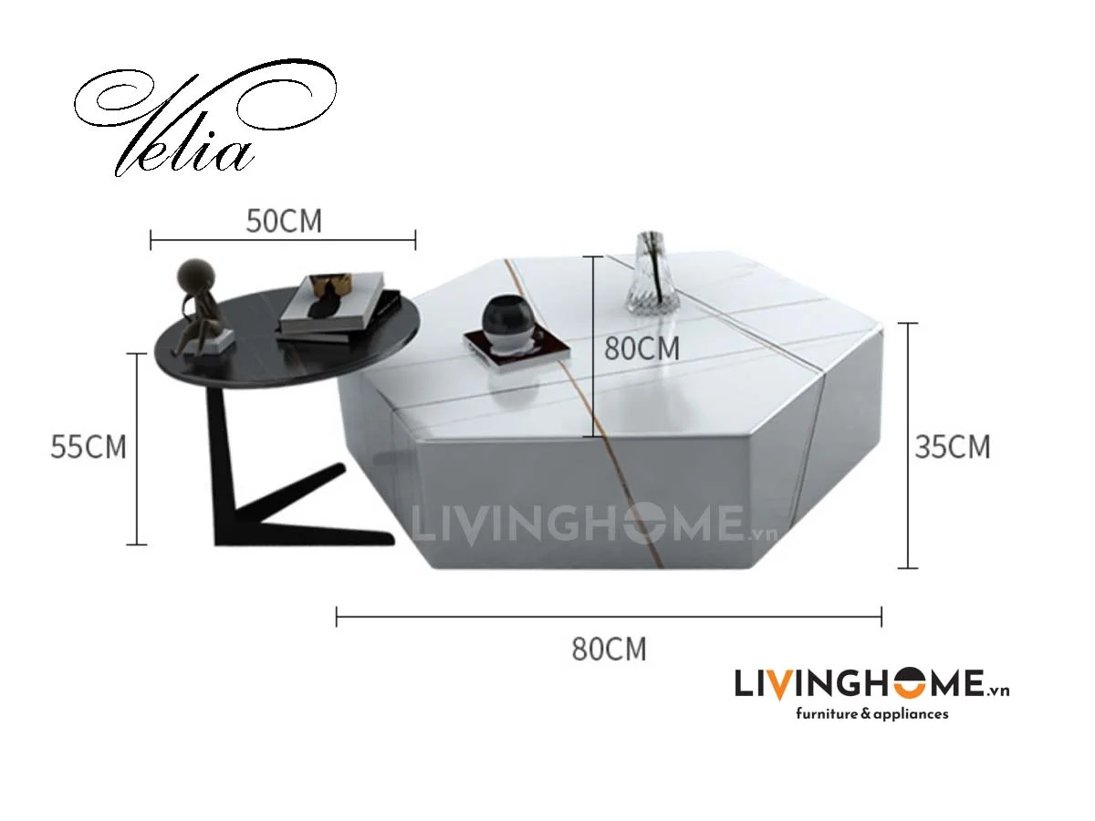 Bộ Bàn Trà Sofa Mặt Đá Decor Độc Đẹp - Velia 17 Bàn trà nhập khẩu Velia