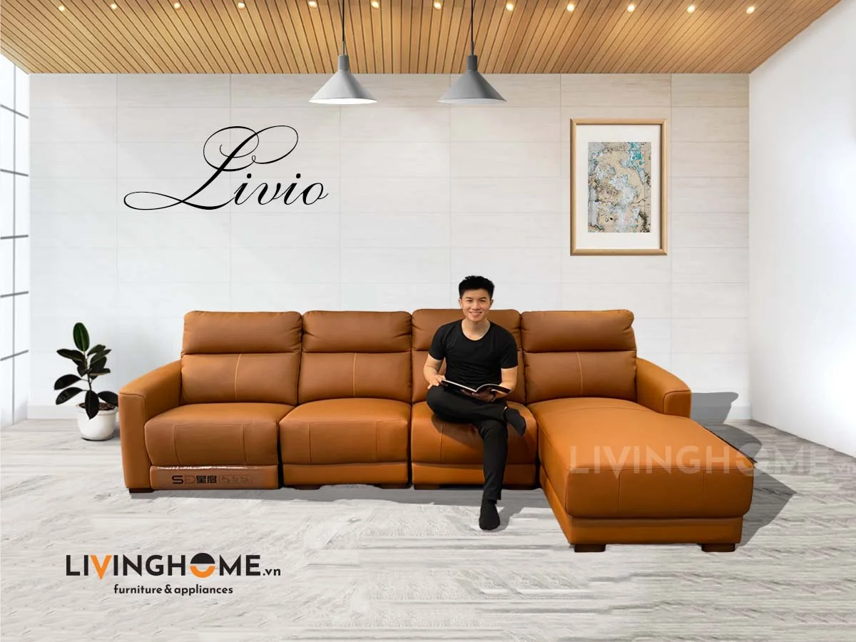 Sofa Góc Da Kết Hợp Ghế Sofa Thư Giản Chỉnh Điện - Livio 9 Sofa Góc Da Kết Hợp Ghế Sofa Thư Giản Chỉnh Điện - Livio