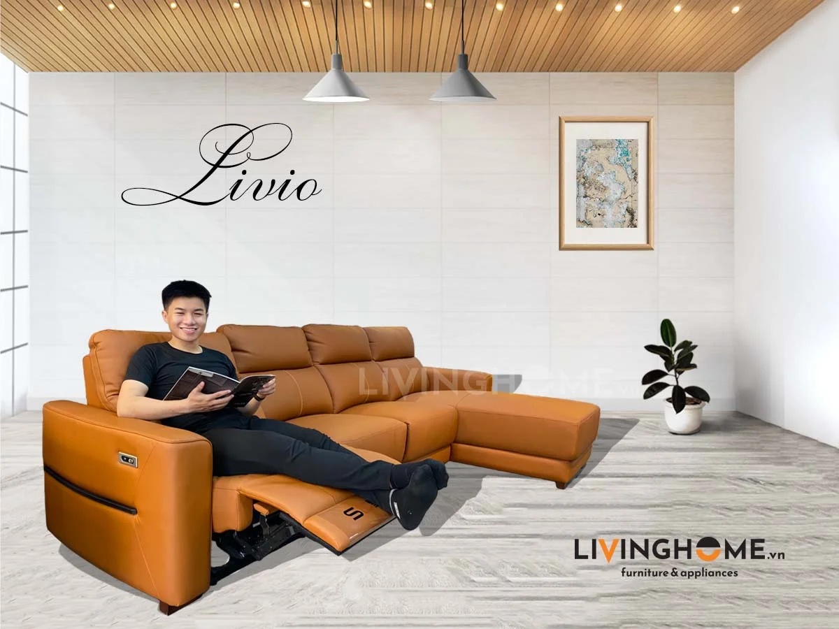 Sofa Góc Da Kết Hợp Ghế Sofa Thư Giản Chỉnh Điện - Livio 15 Sofa Góc Da Kết Hợp Ghế Sofa Thư Giản Chỉnh Điện - Livio