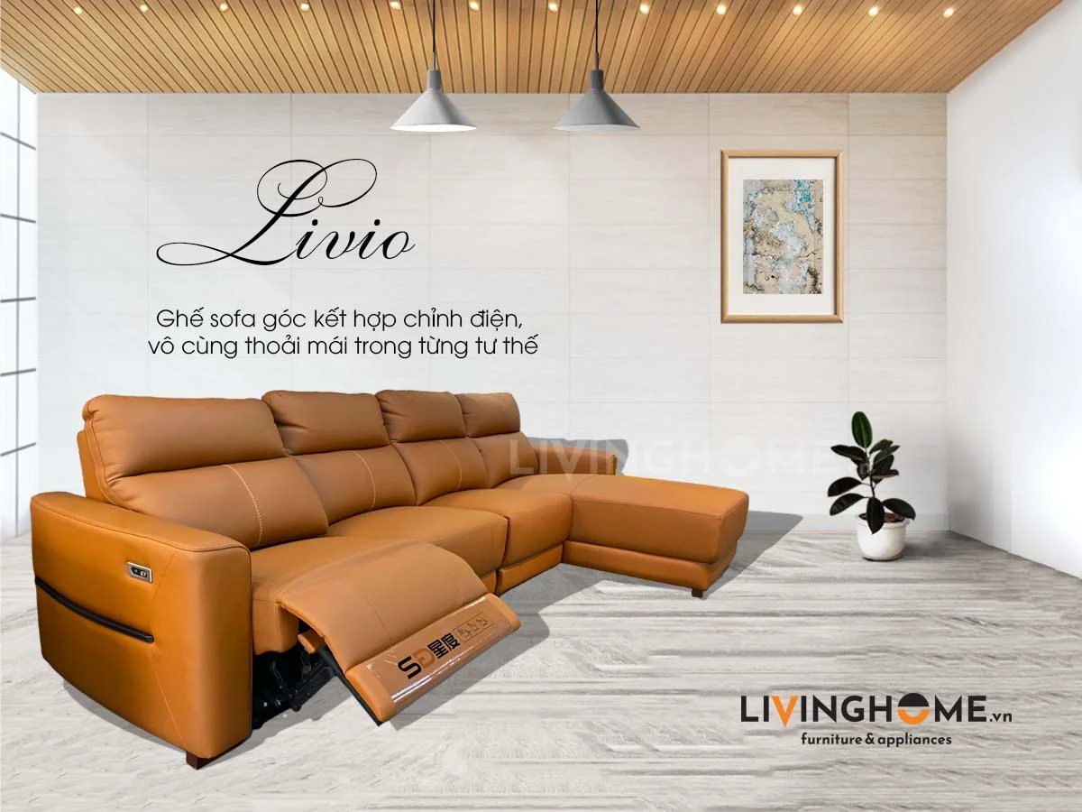 Sofa Góc Da Kết Hợp Ghế Sofa Thư Giản Chỉnh Điện - Livio 12 Sofa Livio