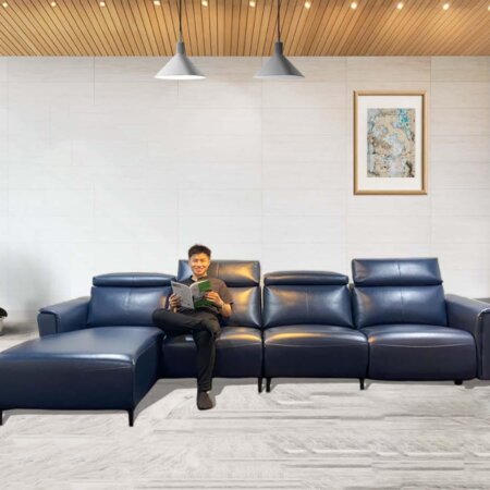 Sofa Góc Da Kết Hợp Ghế Thư Giản Chỉnh Điện - Valero Xanh 7 Sofa Valero