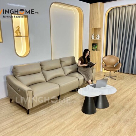 Sofa Da Thật Tích Hợp Ghế Thư Giãn Chỉnh Điện - DAMINA 9 Sofa Da Bò Nhập Khâu Tích Hợp Ghế Thư Giãn Chỉnh Điện - DAMINA